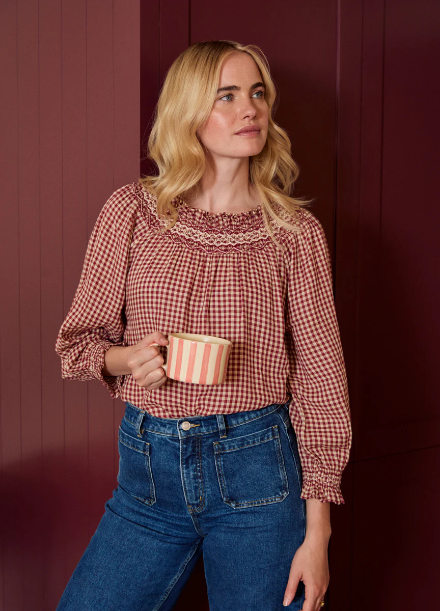 Georgie Blouse - Rust Gingham - Image 3