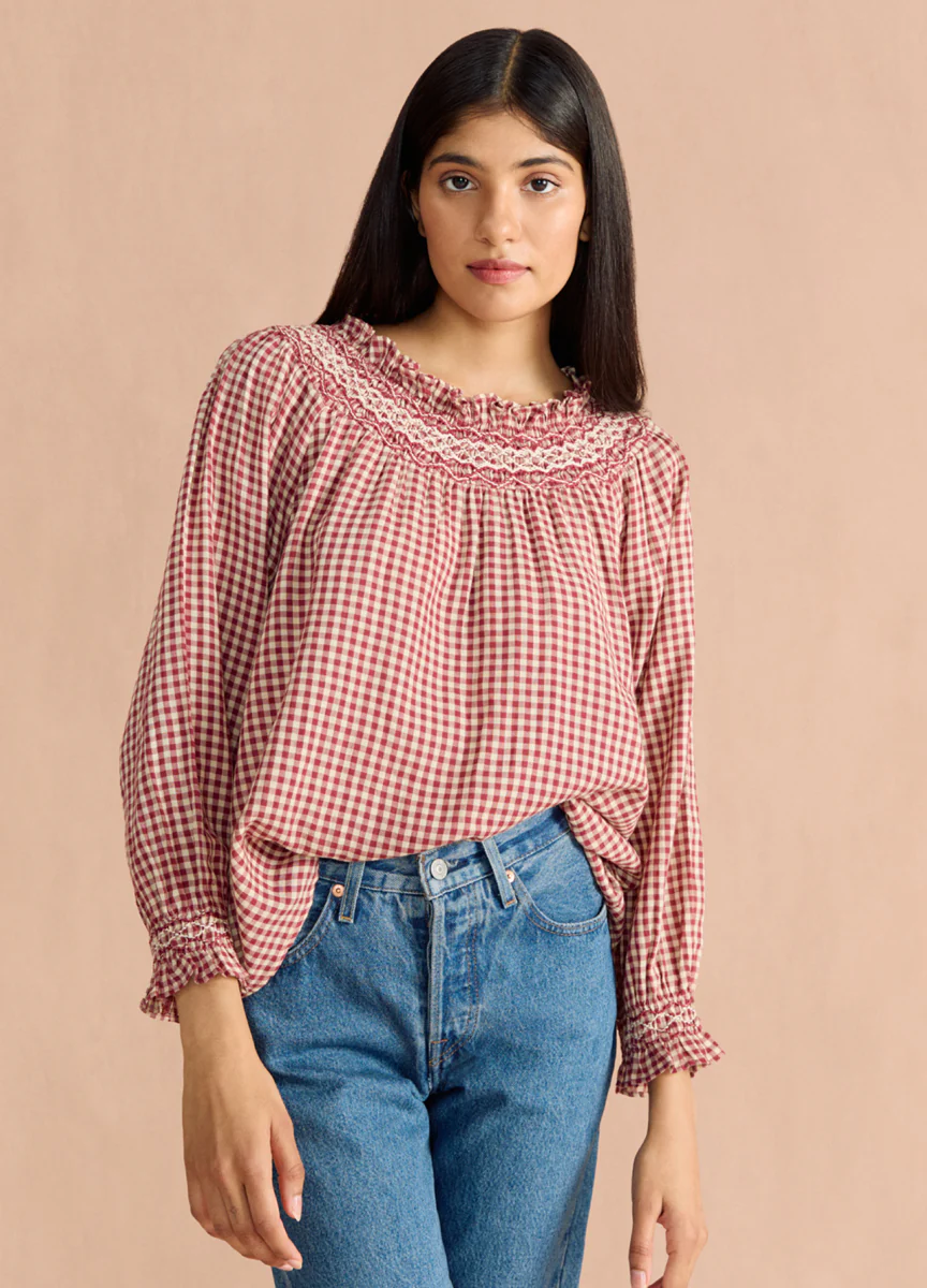 Georgie Blouse - Rust Gingham - Image 6