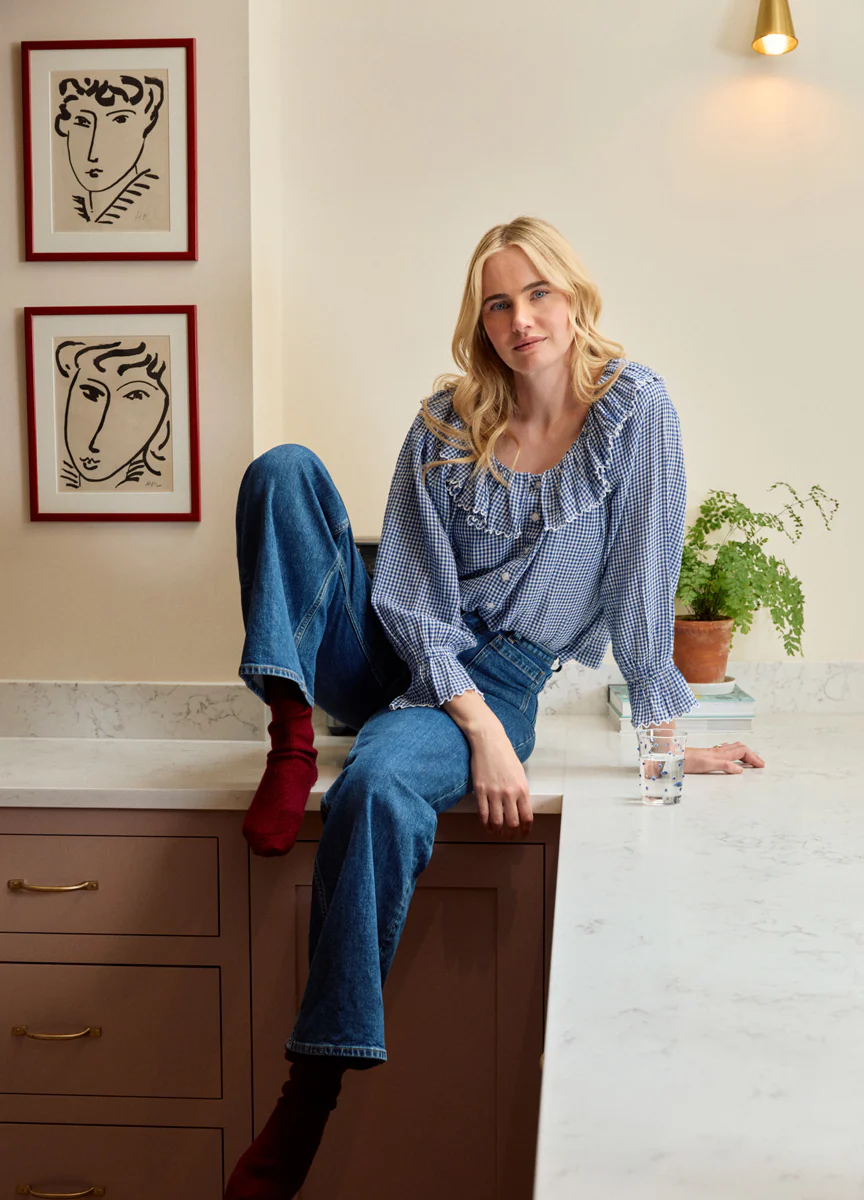 Pandora Blouse - Navy Gingham - Image 3