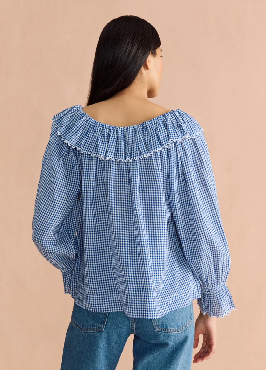 Pandora Blouse - Navy Gingham - Image 4