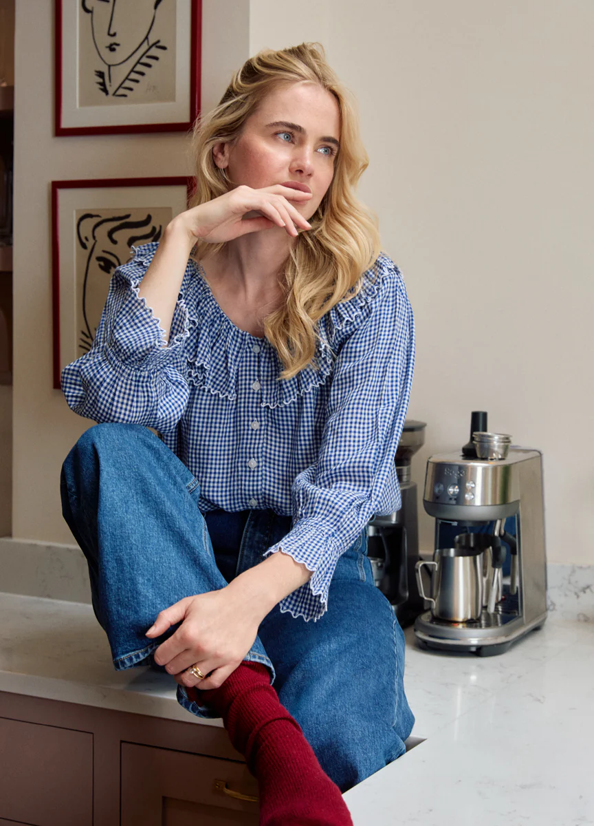 Pandora Blouse - Navy Gingham - Image 7